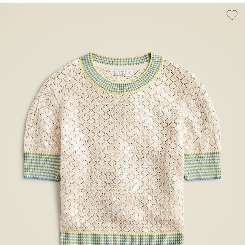 NWT JCrew  Sequin Pointelle striped trim sweater